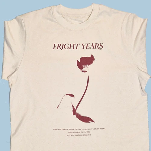 Natural t-shirt with burgundy print