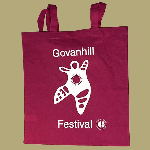 Single colour screen-print onto tote bag