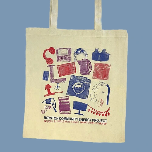 3-colour screen-print onto tote bag